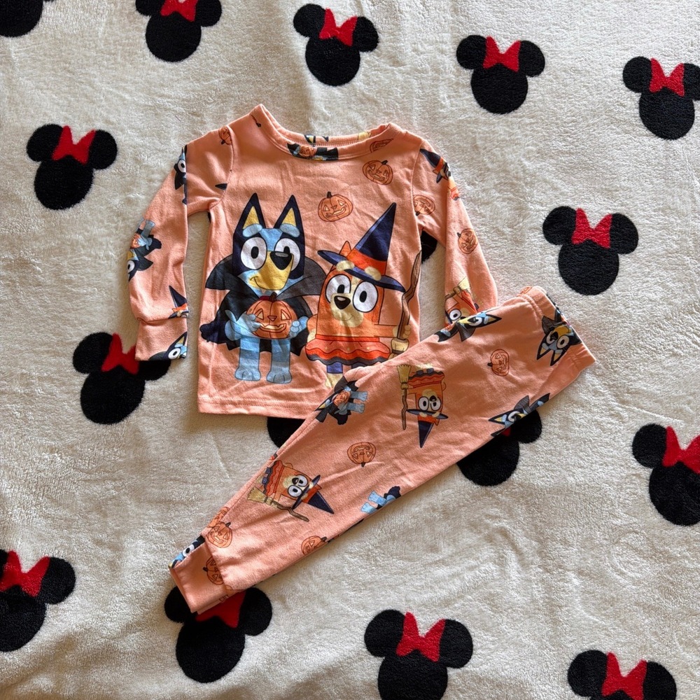 Bluey Halloween Pajama Set 2T Long Sleeve Bingo Witch Pumpkin Orange - AE1630
